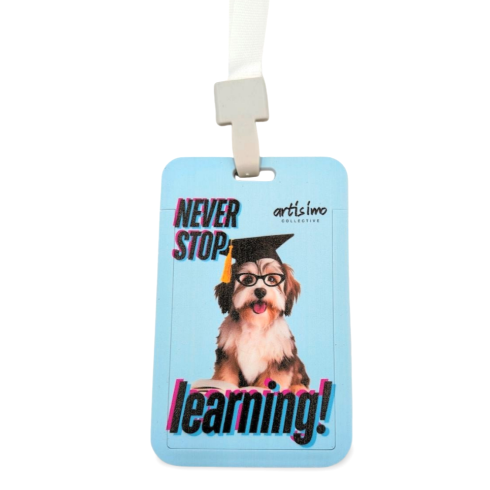 Keep Learning Dog Lanyard Card Holder