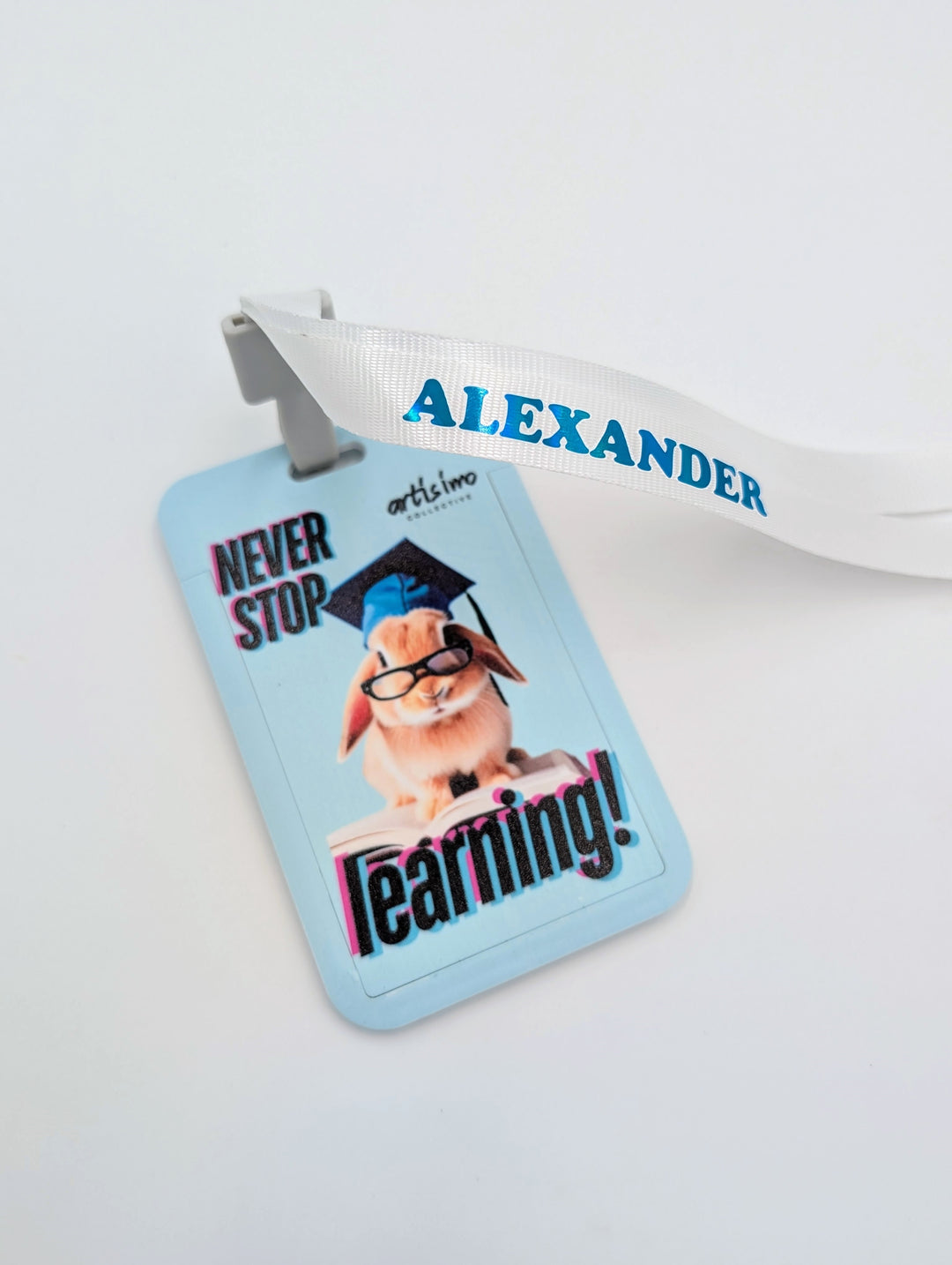 Keep Learning Rabbit Lanyard Card Holder