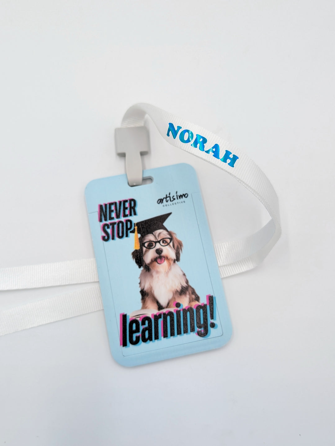 Keep Learning Dog Lanyard Card Holder