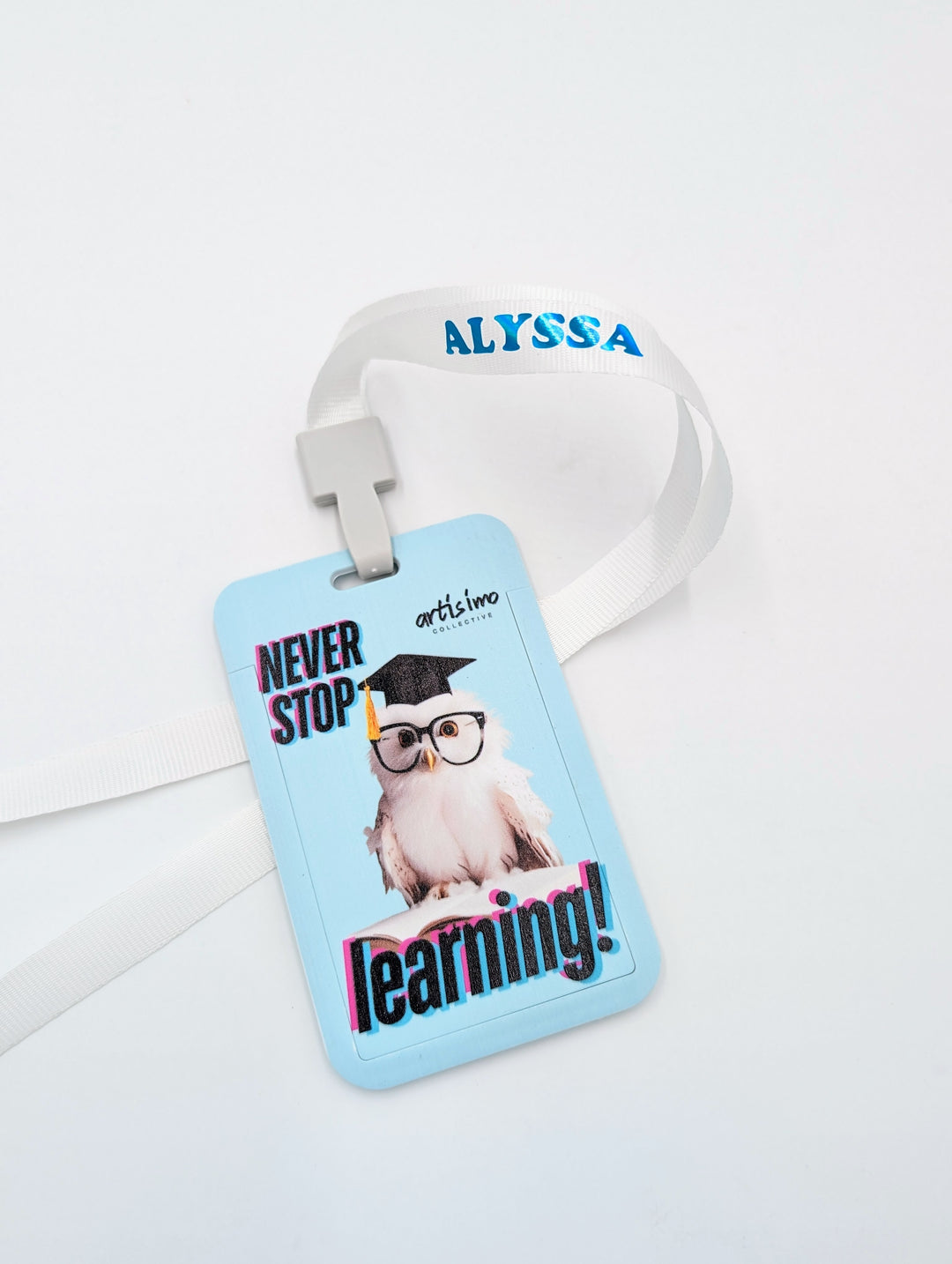 Keep Learning Owl Lanyard Card Holder