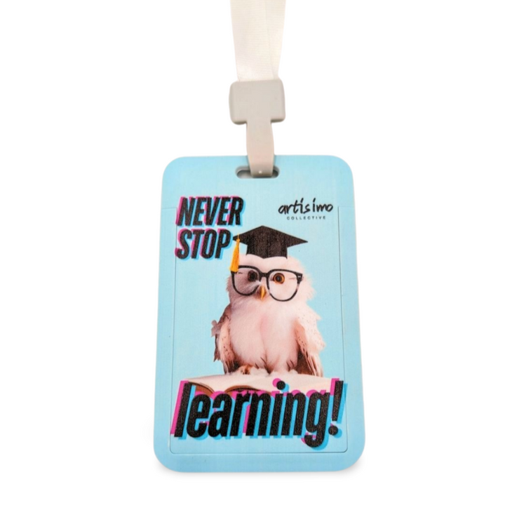 Keep Learning Owl Lanyard Card Holder