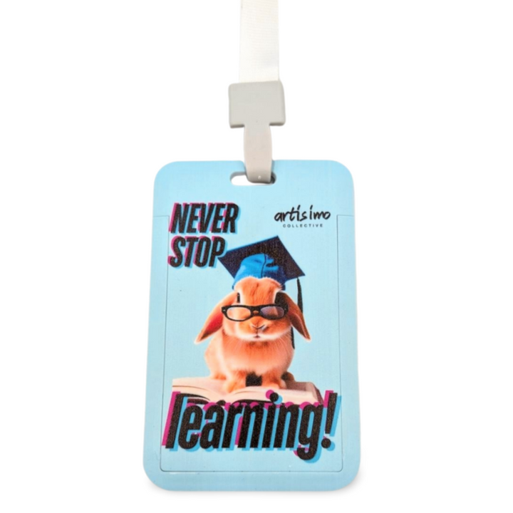 Keep Learning Rabbit Lanyard Card Holder